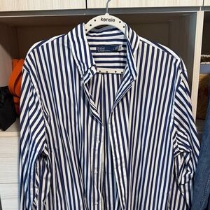 Polo by Ralph Lauren Blue and White Striped Women's Shirt